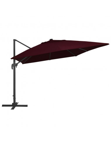 Ombrellone a Sbalzo con LED Rosso Bordò 400x300 cm