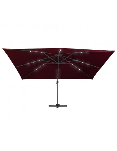 Ombrellone a Sbalzo con LED Rosso Bordò 400x300 cm