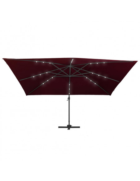 Ombrellone a Sbalzo con LED Rosso Bordò 400x300 cm