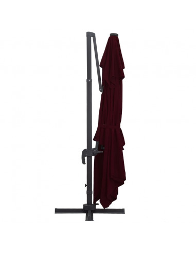 Ombrellone a Sbalzo con LED Rosso Bordò 400x300 cm