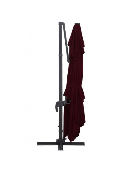 Ombrellone a Sbalzo con LED Rosso Bordò 400x300 cm