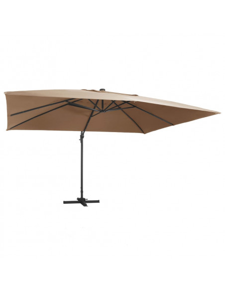 Ombrellone a Sbalzo con LED Palo in Alluminio 400x300cm Tortora