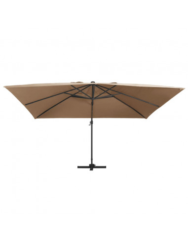 Ombrellone a Sbalzo con LED Palo in Alluminio 400x300cm Tortora