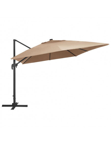 Ombrellone a Sbalzo con LED Palo in Alluminio 400x300cm Tortora