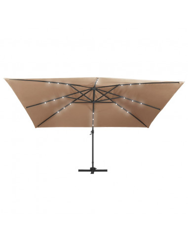 Ombrellone a Sbalzo con LED Palo in Alluminio 400x300cm Tortora