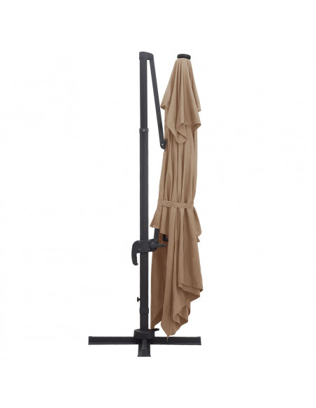 Ombrellone a Sbalzo con LED Palo in Alluminio 400x300cm Tortora