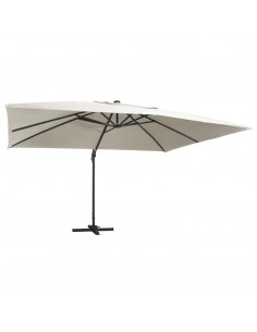 Ombrellone a Sbalzo con LED Palo in Alluminio 400x300 cm Sabbia