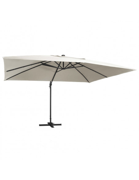 Ombrellone a Sbalzo con LED Palo in Alluminio 400x300 cm Sabbia