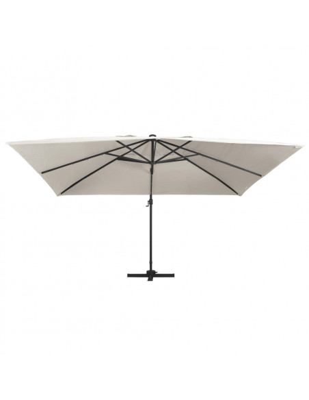 Ombrellone a Sbalzo con LED Palo in Alluminio 400x300 cm Sabbia