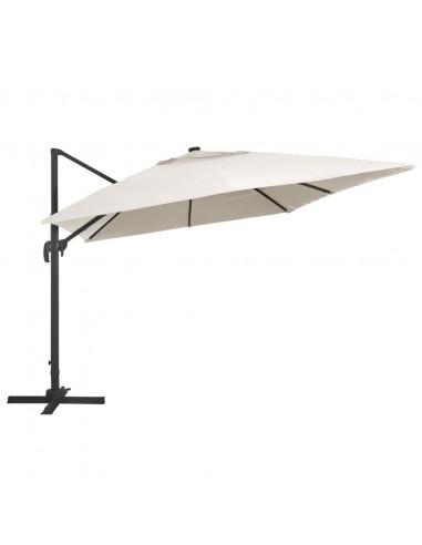 Ombrellone a Sbalzo con LED Palo in Alluminio 400x300 cm Sabbia