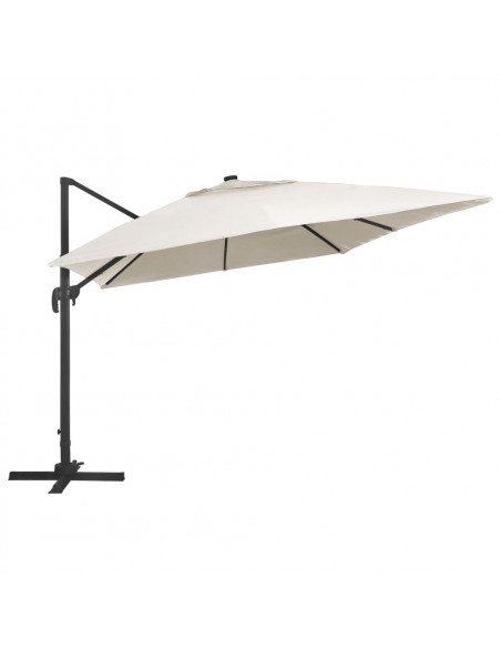 Ombrellone a Sbalzo con LED Palo in Alluminio 400x300 cm Sabbia