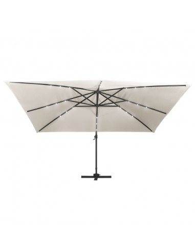 Ombrellone a Sbalzo con LED Palo in Alluminio 400x300 cm Sabbia
