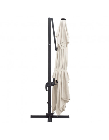 Ombrellone a Sbalzo con LED Palo in Alluminio 400x300 cm Sabbia