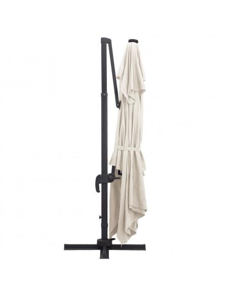 Ombrellone a Sbalzo con LED Palo in Alluminio 400x300 cm Sabbia