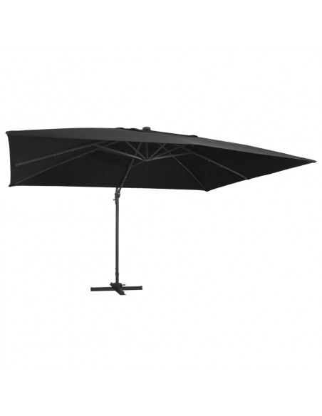 Ombrellone a Sbalzo con LED Palo in Alluminio 400x300 cm Nero