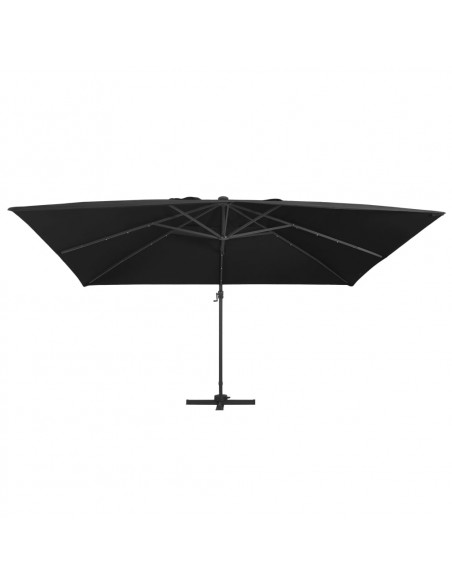 Ombrellone a Sbalzo con LED Palo in Alluminio 400x300 cm Nero