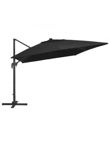 Ombrellone a Sbalzo con LED Palo in Alluminio 400x300 cm Nero