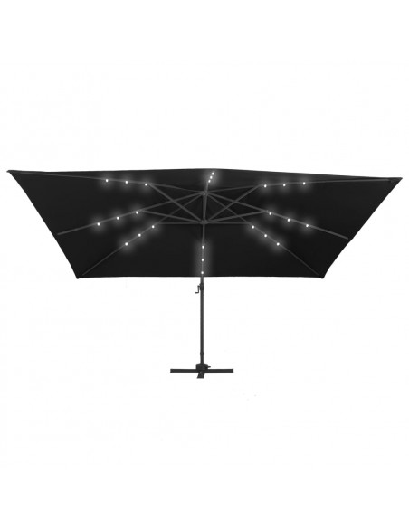 Ombrellone a Sbalzo con LED Palo in Alluminio 400x300 cm Nero