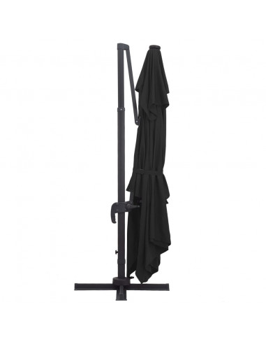 Ombrellone a Sbalzo con LED Palo in Alluminio 400x300 cm Nero