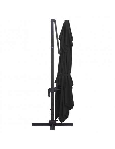 Ombrellone a Sbalzo con LED Palo in Alluminio 400x300 cm Nero
