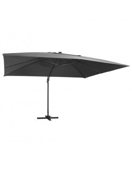 Ombrellone a Sbalzo con LED Palo Alluminio 400x300 cm Antracite