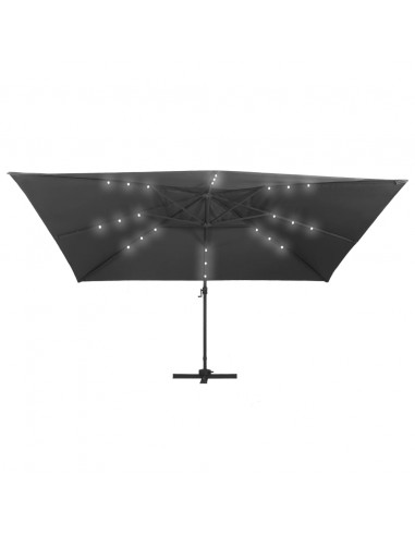 Ombrellone a Sbalzo con LED Palo Alluminio 400x300 cm Antracite