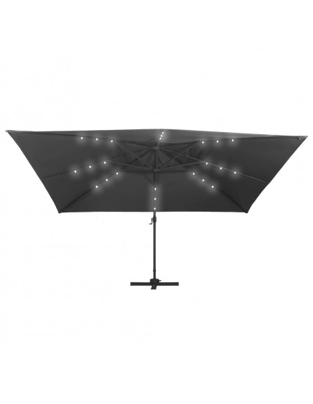 Ombrellone a Sbalzo con LED Palo Alluminio 400x300 cm Antracite