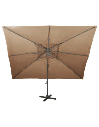 Ombrellone a Sbalzo con Doppia Copertura 400x300 cm Tortora