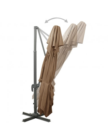 Ombrellone a Sbalzo con Doppia Copertura 400x300 cm Tortora