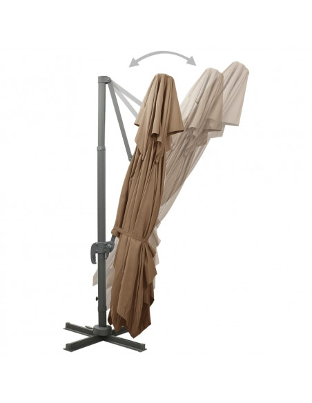 Ombrellone a Sbalzo con Doppia Copertura 400x300 cm Tortora