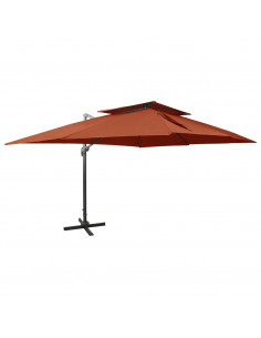 Ombrellone a Sbalzo con Doppia Copertura 400x300 cm Terracotta