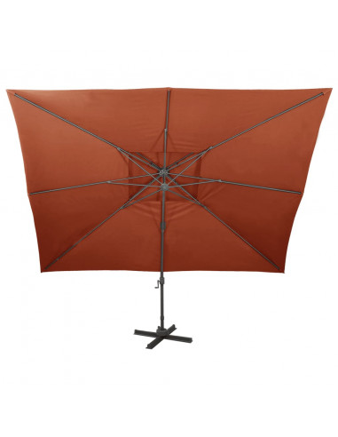 Ombrellone a Sbalzo con Doppia Copertura 400x300 cm Terracotta
