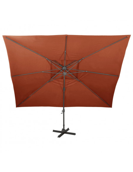 Ombrellone a Sbalzo con Doppia Copertura 400x300 cm Terracotta
