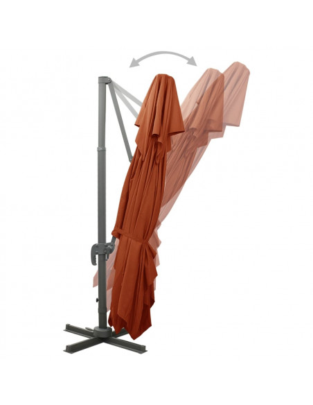 Ombrellone a Sbalzo con Doppia Copertura 400x300 cm Terracotta
