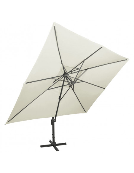 Ombrellone a Sbalzo con Doppia Copertura 400x300 cm Sabbia