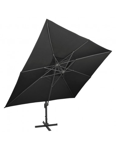 Ombrellone a Sbalzo con Doppia Copertura 400x300 cm Nero