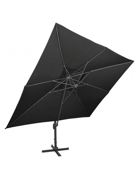 Ombrellone a Sbalzo con Doppia Copertura 400x300 cm Nero
