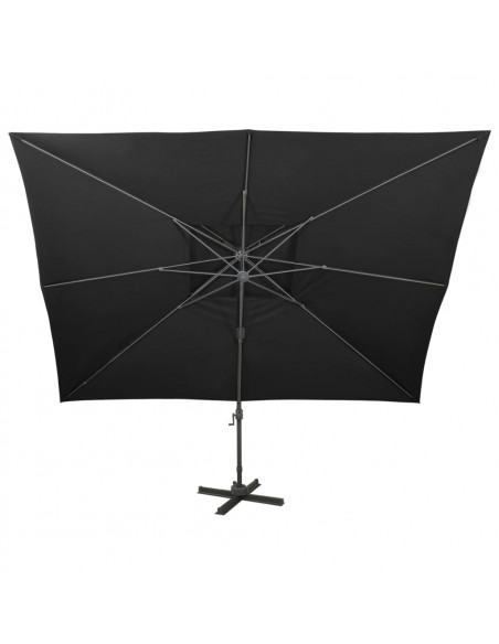 Ombrellone a Sbalzo con Doppia Copertura 400x300 cm Nero