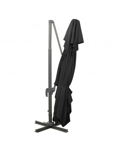 Ombrellone a Sbalzo con Doppia Copertura 400x300 cm Nero