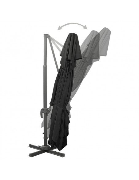 Ombrellone a Sbalzo con Doppia Copertura 400x300 cm Nero