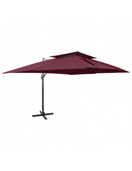 Ombrellone a Sbalzo con Doppia Copertura 400x300 cm Bordeaux