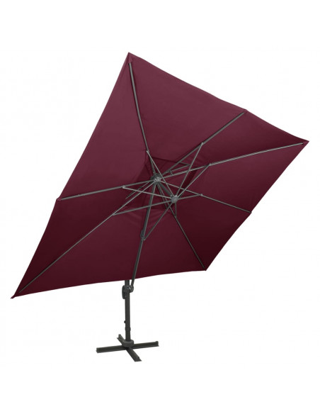 Ombrellone a Sbalzo con Doppia Copertura 400x300 cm Bordeaux