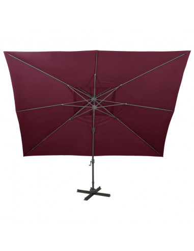 Ombrellone a Sbalzo con Doppia Copertura 400x300 cm Bordeaux