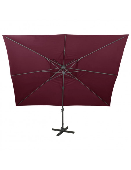 Ombrellone a Sbalzo con Doppia Copertura 400x300 cm Bordeaux