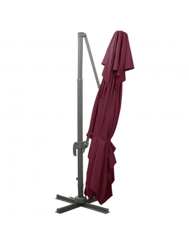 Ombrellone a Sbalzo con Doppia Copertura 400x300 cm Bordeaux