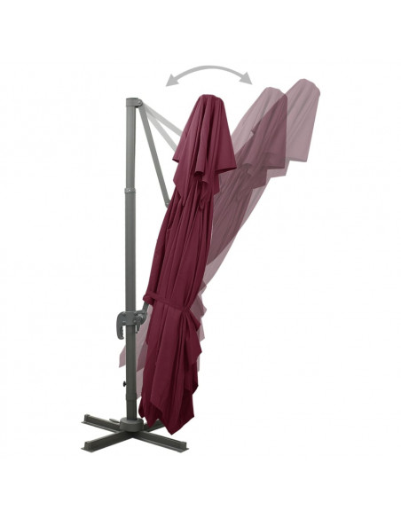 Ombrellone a Sbalzo con Doppia Copertura 400x300 cm Bordeaux