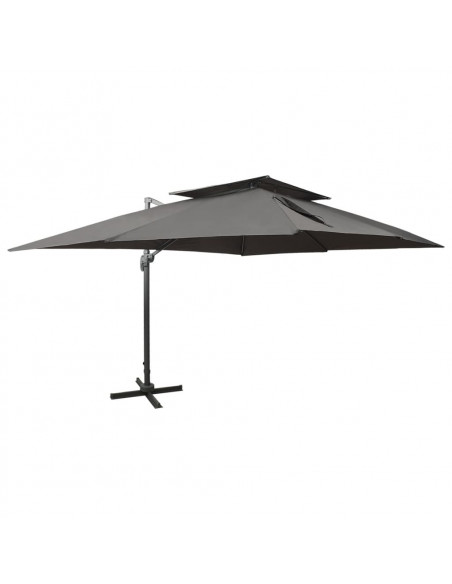 Ombrellone a Sbalzo con Doppia Copertura 400x300 cm Antracite