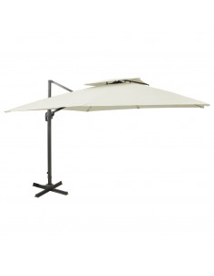 Ombrellone a Sbalzo con Doppia Copertura 300x300 cm Sabbia