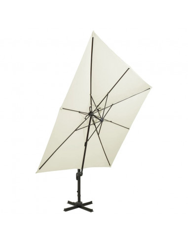 Ombrellone a Sbalzo con Doppia Copertura 300x300 cm Sabbia