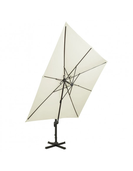 Ombrellone a Sbalzo con Doppia Copertura 300x300 cm Sabbia